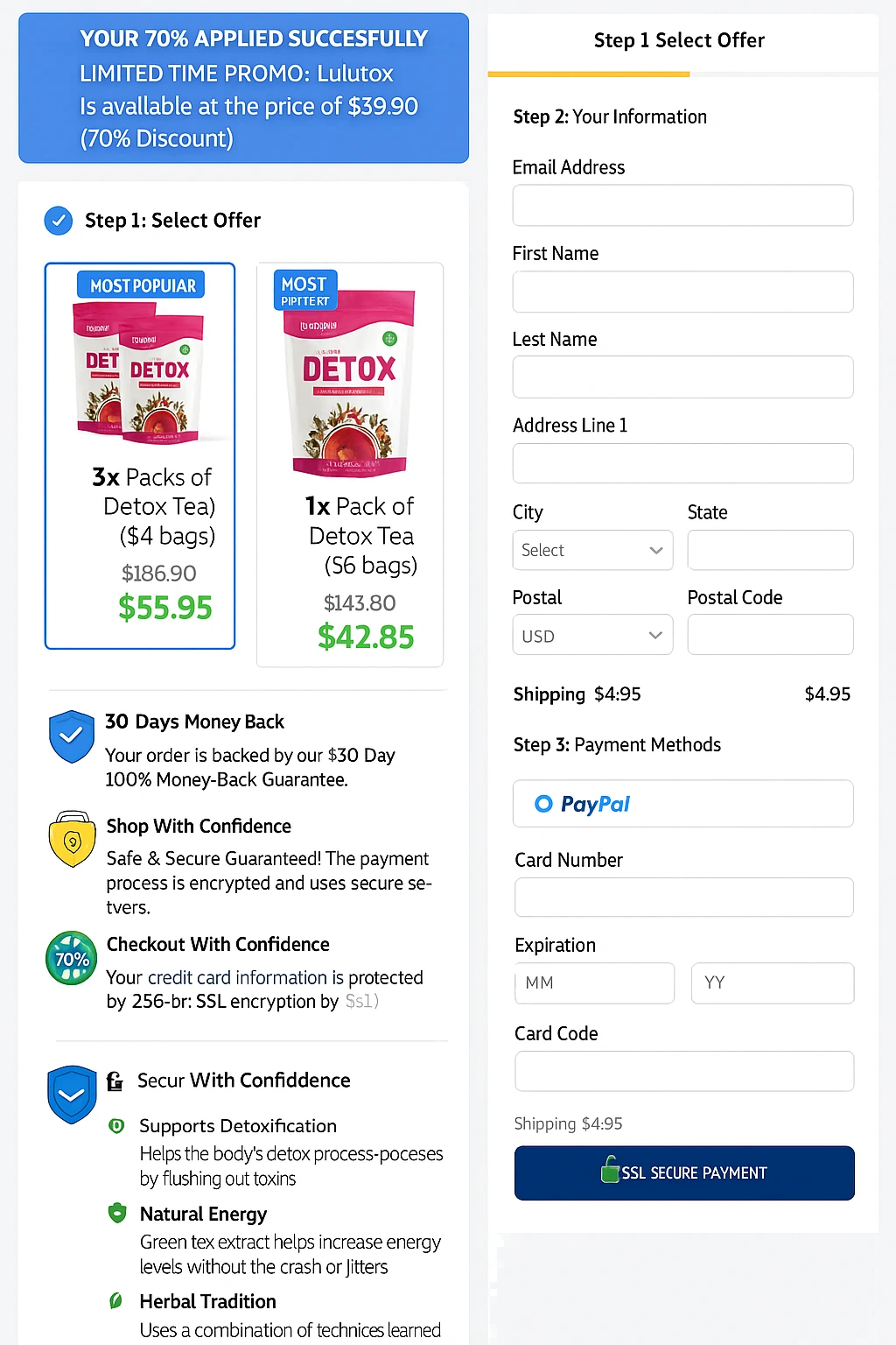 Lulutox checkout page